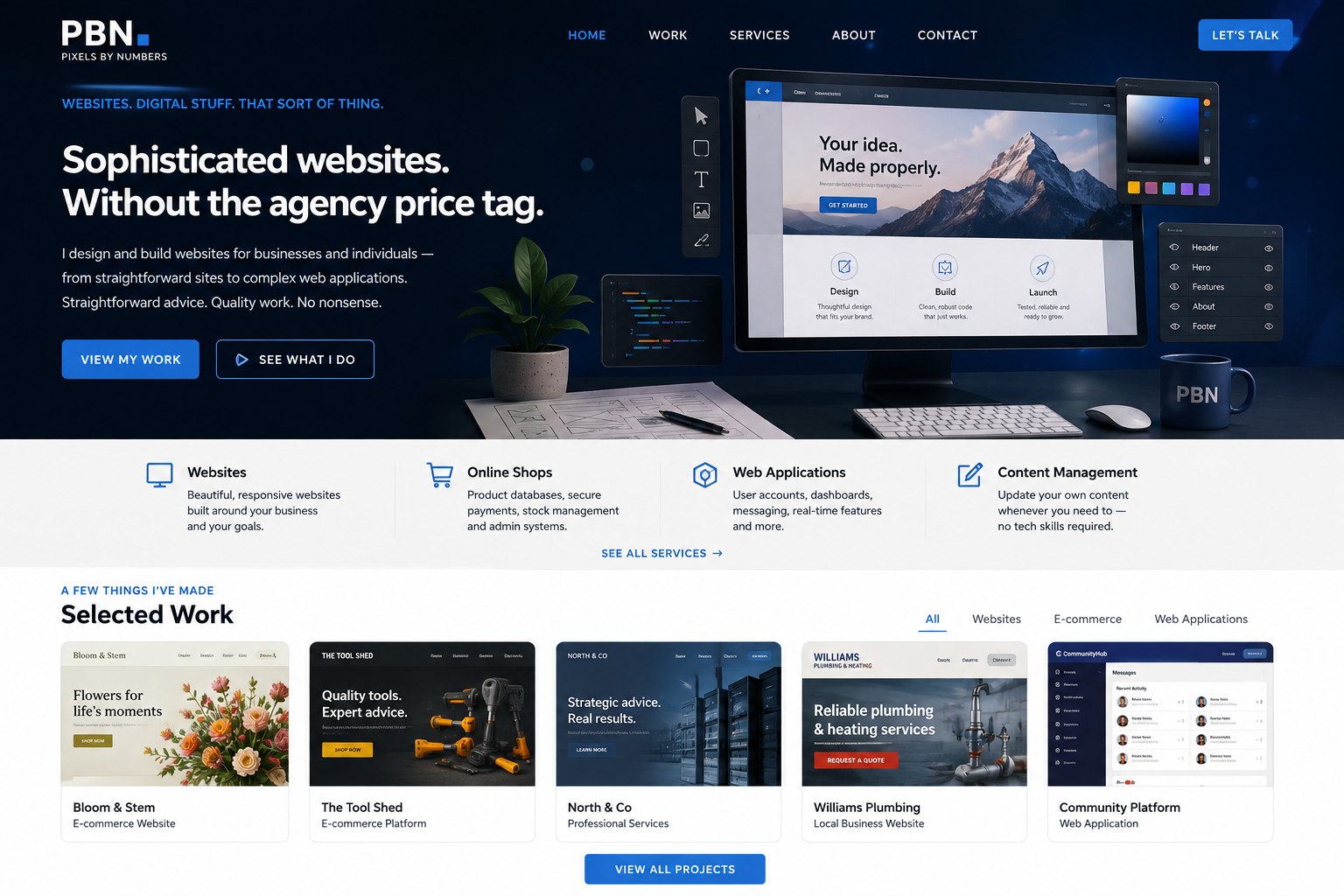 Pixels By Numbers website design concept